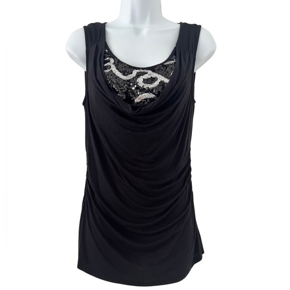 Style & Co. Tops - Style & Co Black Embellished Cowl Neck Sleeveless Top Women’s S